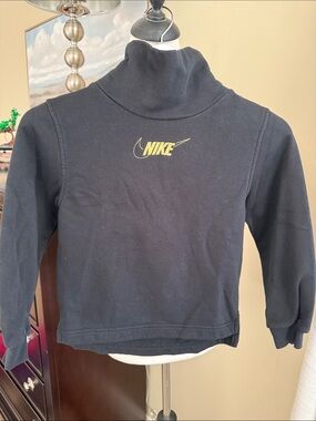 Nike Kids Black Turtleneck Hoodie with Gold Logo girls small